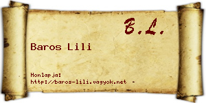 Baros Lili névjegykártya